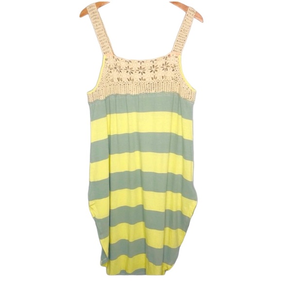 Free People Luca Yellow/Green Striped Sundress - Picture 1 of 6